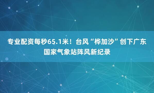 专业配资每秒65.1米！台风“桦加沙”创下广东国家气象站阵风新纪录